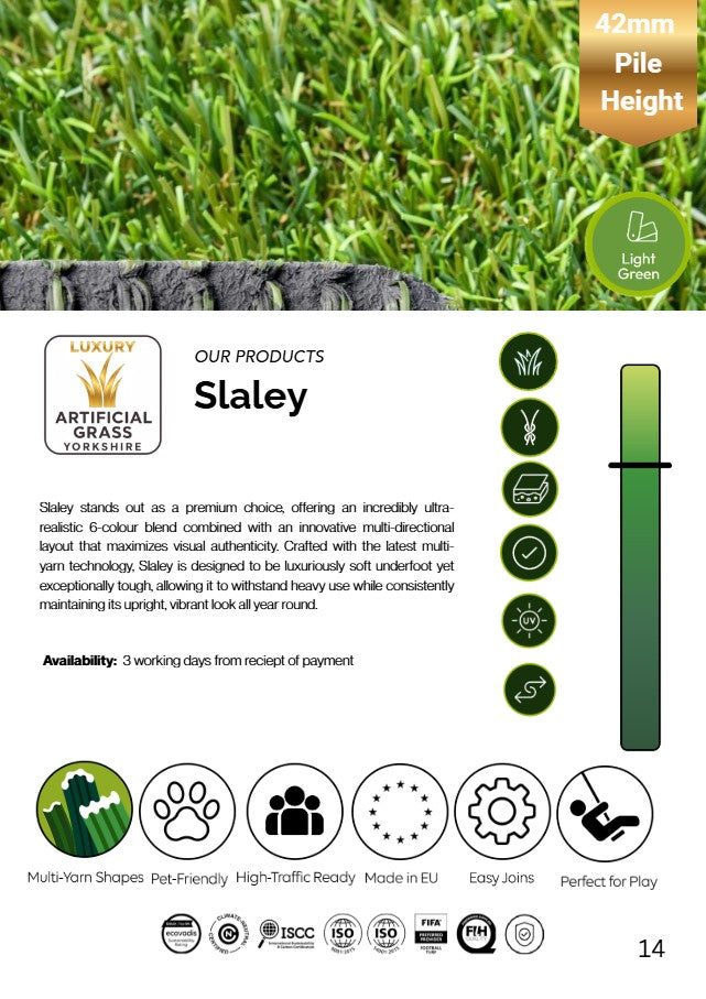 ✨ Slaley: Luxury 42mm Artificial Grass for a Flawless, Resilient. Available in 4mtr or 2mtr Widths - Hardscape Supplies Co