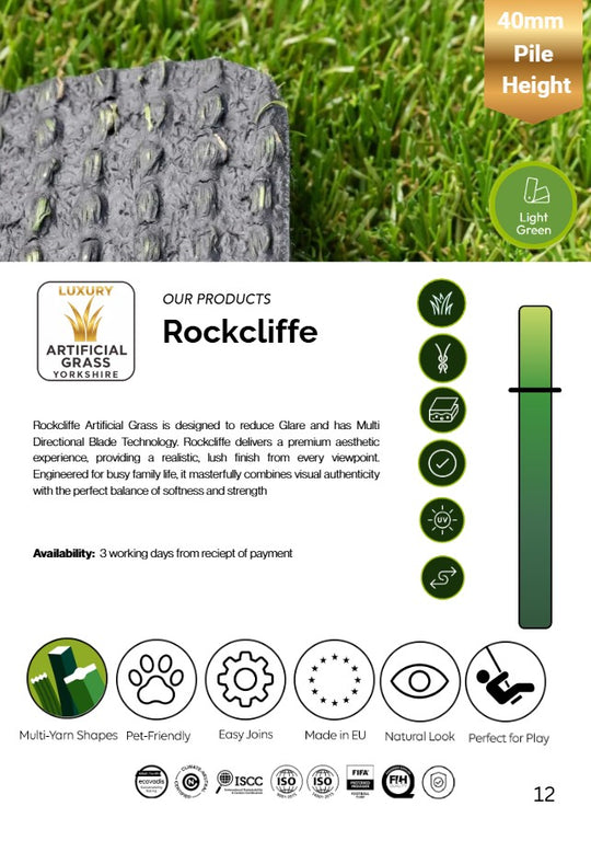 🏞️ Rockcliffe 40mm: Luxury Multi-Directional Artificial Grass for Resilience and Realism, Available in 4mtr or 2mtr Widths - Hardscape Supplies Co