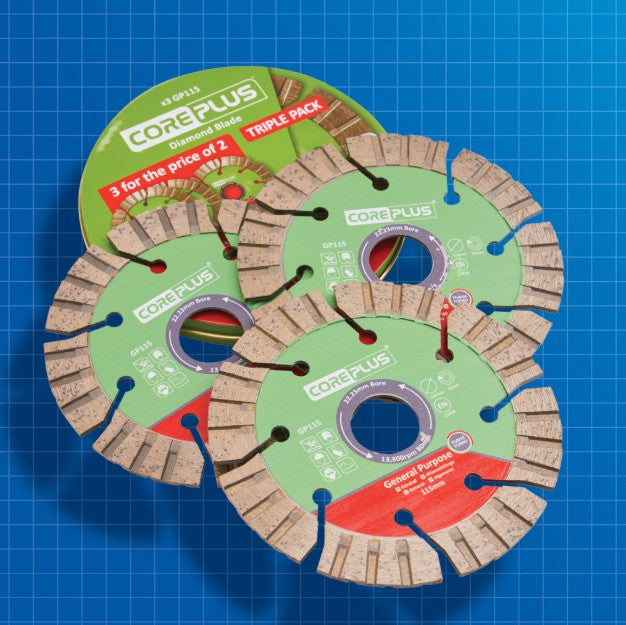 Coreplus 115mm Diamond Blade Triple Pack - Hardscape Supplies Co