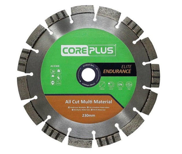 Core Plus Elite Endurance All Cut Diamond Cutting Disk 230mm to 300mm - Hardscape Supplies Co