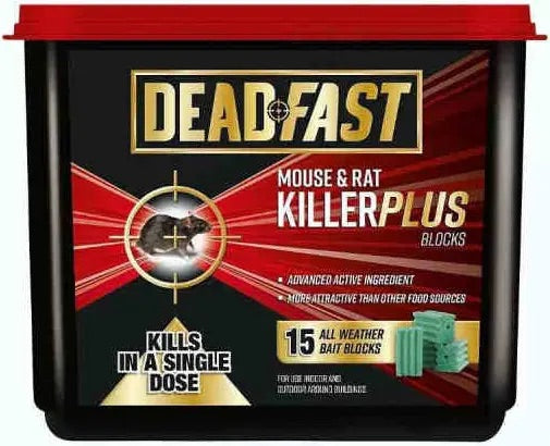 Deadfast Mouse and Rat Killer Plus 15 Sachets 150g UK only www.hardscapesupplies.co.uk - Cleckheaton - West Yorkshire