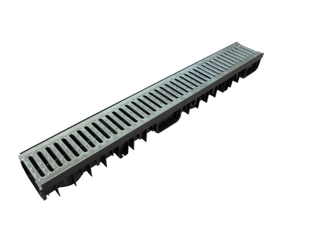 B125 Shallow Channel Drain Galvanised - Hardscape Supplies Co