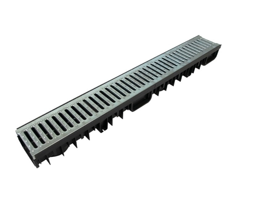 B125 Shallow Channel Drain Galvanised - Hardscape Supplies Co