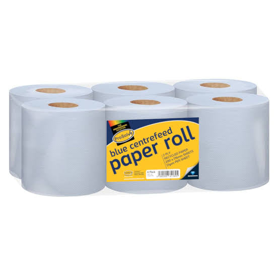 BLUE CENTREFEED PAPER ROLL PACK OF 6 PVBCFPR6 - Hardscape Supplies Co