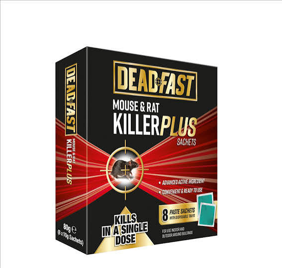 Deadfast Mouse and Rat Killer Plus 8 Sachets 80g UK only www.hardscapesupplies.co.uk - Cleckheaton - West Yorkshire
