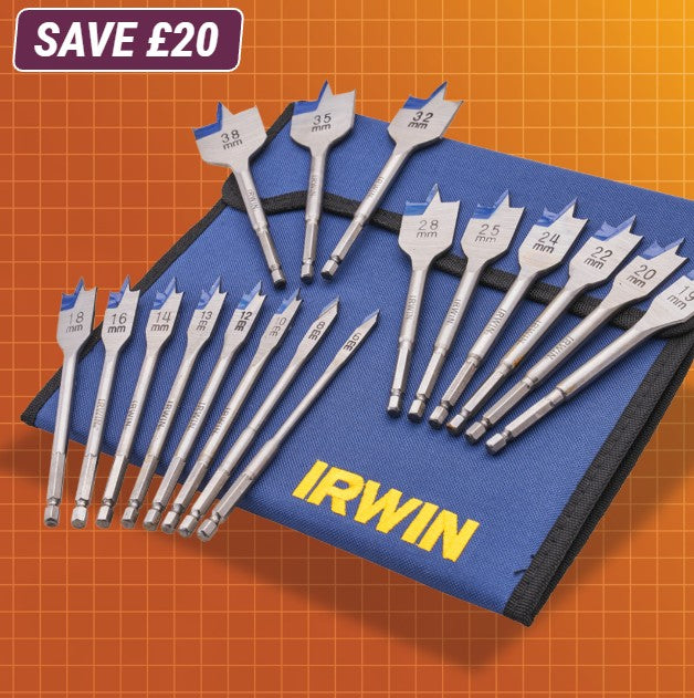 Irwin 17 Piece Flat Wood Bit Set - Hardscape Supplies Co