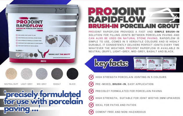 RAPIDFLOW™ PREMIXED BRUSH-IN PORCELAIN & NATURAL STONE RESIN JOINTING COMPOUND - Hardscape Supplies Co